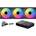 A product image of Lian Li UNI FAN SL120 Infinity - 120mm Modular Fan 3-Pack w/ Controller (Black)